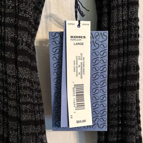 NWT Simply Vera Wang Black Metallic Sheer Cardigan, Lightweight, Women’s L - Picture 5 of 8